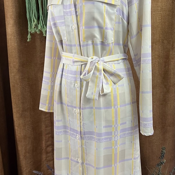 Reclaimed Vintage midi shirt dress in logo check print - Picture 7 of 8